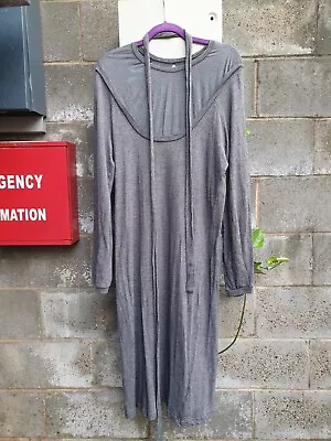 Veronique Branquinho Viscose Cotton Angora Dress Sleeves 42 Grey With Belt Euc • $57.91