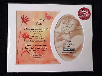 I Love You Memory Mount Gift With Verse Poem Message Add A Photo Choose A Frame • £5.95