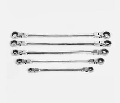 Double Box End Ratcheting Wrench 5 Pc Metric Universal Flexible Head Auto Flex • $43.99