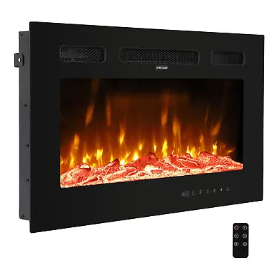 Recessed Wall Mounted Electric Fireplace Insert Heater Remote LED FlameSleL • $69.99