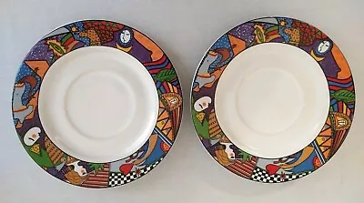 Vtg 1991 Plates Vitromaster Saucer Metropolitan Pattern Retired 6-1/4  SET OF 2 • $18.88