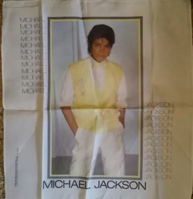 MICHAEL JACKSON 22.5  X 22.5  Fabric Poster Tapestry Flag Wall Hanging Vtg 1983 • $8