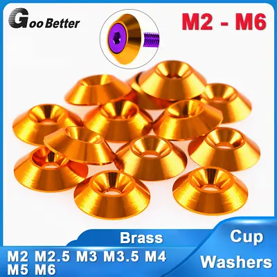 M2 - M6 Countersunk Solid Brass Washers Gasket Screw Cup Washer Fairing Fender • £2.03