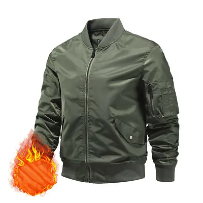 Mens Casual Loose Aviator  Jacket Coats Winter Warm Plus Velvet Outwear • $43.82