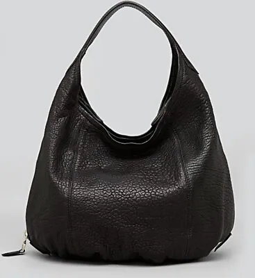 Max Mara Black Hobo Dotto Leather Expandable Satchel Shoulder Bag Handbag • $499.99