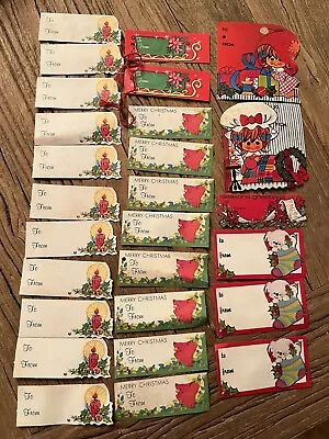 Lot Of 27 Vintage Christmas GIFT TAGS Ephemera 1970s • $10