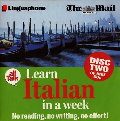 Learn Italian In A Week : Disc Two - No Reading No Writing  :  Promo Audio Cd • £1.25
