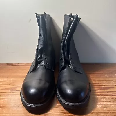 Vtg 1987 Addison Shoe Company Black Leather Steel Toe Combat Boots. 11 N.  NOS • $69.99