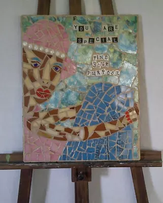 Mosaic Wall Hanging / Inspirational / Piece Made Stained Glass / Free Ship US • $125