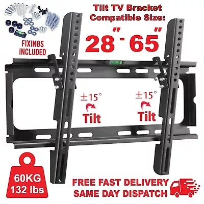 TV Wall Bracket Mount Tilt 28  30  32  40  50  55  Up To 65   LED QLED PLASMA • £9.49