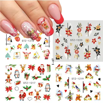 Christmas Ornaments Santa Flower Holly Nail Art Water Transfer Stickers I47 NS39 • $2.49