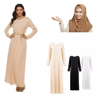 UK Women Plain Abaya Islamic Burkha Kaftan Farasha Jilbab Long Jersey Maxi Dress • £9.88