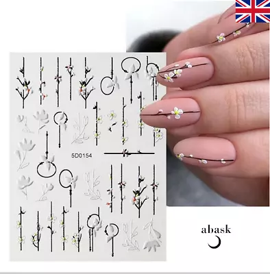 Nail Art Stickers Spring Summer Flowers Self Adhesive Floral Daisy Daisies • £2.40