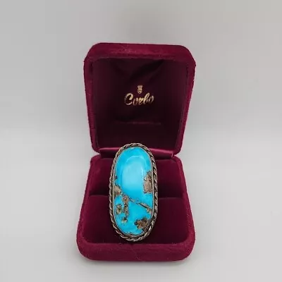 Vintage Native American Pawn Sterling Silver Turquoise Ring Size 7.5 Fast Ship • $119.99