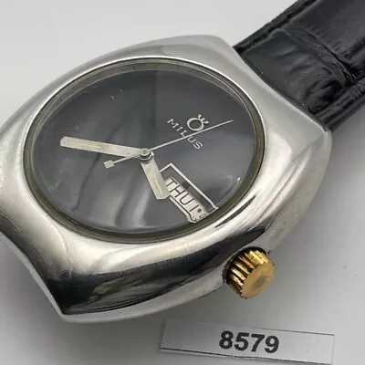 Project To Fix Milus Mens Day Date Auto Wind Ss Watch 8579 • $58