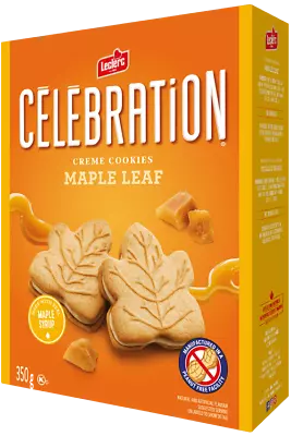 Leclerc Celebration Maple Leaf Creme Cookies 350g/12.3oz {Imported From Canada} • $13.97