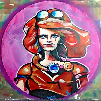 Handcrafted Steampunk Portrait Painted On Vinyl Record For Art Enthusiasts • $75