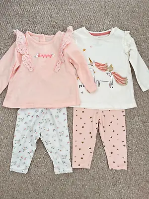 Baby Girls 3-6 Months Trouser Sets Flowers Unicorn Stars F&F Matalan  • £8.99