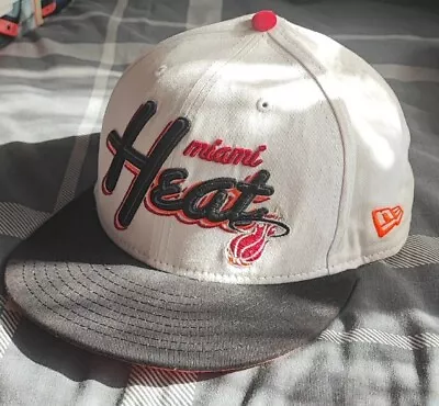 New Era Miami Heat Spell Out NBA Hardwood Classics White/Orange SnapBack Hat Cap • £9.99