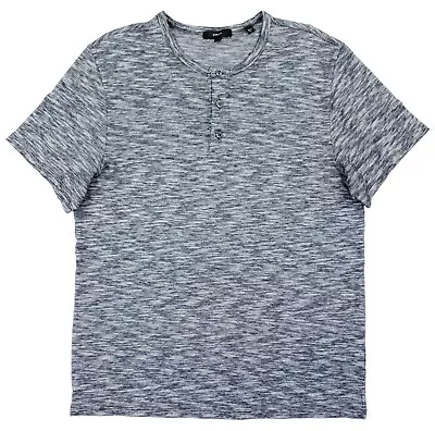 Vince Henley Shirt Mens M Gray Heather Casual Short Sleeve Stretch 100% Cotton • $22.99