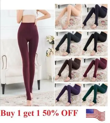 Women Fleece Lined Leggings Thick Winter Warm Solid High-Waist Brushed Thermal • $8.99