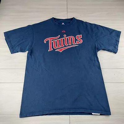 Minnesota Twins Joe Mauer Majestic Mens Large Blue T Shirt Baseball MLB  • $9.99