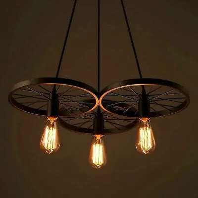 Metal Wheel Lampshade Brushed Work Pendant Lamp Kitchen Cafe Decor Ceiling Light • £35.05