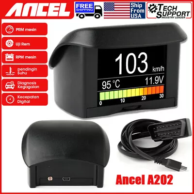 ANCEL Car Head Up Display LCD Smart Gauge Digital Speed Fuel Gauge OBD2 Scanner • $42.99