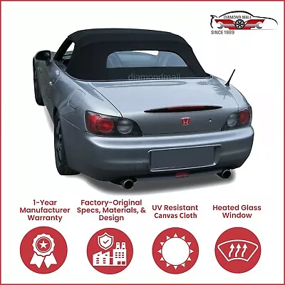 2002-09 Honda S2000 Convertible Soft Top W/DOT Approved Heated Glass Black • $581.40