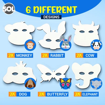 £2.29 • Buy 12pk Kids Animal Masks | Make Your Own Card Face Party Kit Arts Crafts Children