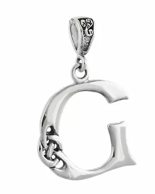 Letter G Celtic Knot Pendant - 925 Sterling Silver - Initial Monogram Irish NEW • $19