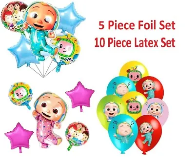 Cocomelon Balloons Latex Banner Face Mask Ful Set Kids Birthday Party Decoration • £7.99