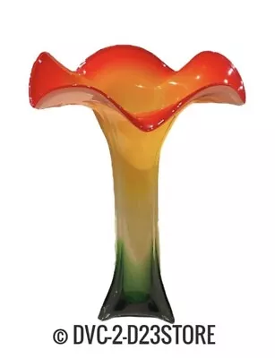 VTG Murano Style Art Glass Vase Flared Tulip Trumpet Lily Red Green White 14” • $54.45