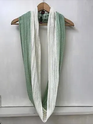 BeBe Infinity Ombre Dip-dyed Open Knit Scarf Green Cream White NWT • $16.95