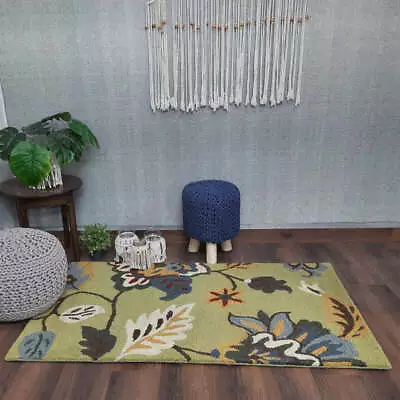 Flower Hand Tufted Wool Area Rug Handmade Rug Custom Size Rug 100% Wool Carpet • $1649