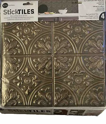 * RoomMates Peel And Sticktiles 10.5  Square 4pack  BRONZE TIN COLOR Backsplash • $16.50