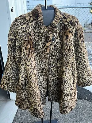 Vintage Monterey Fashions Long - M Faux Fur Coat Cheetah MADE IN USA! PLUSH! • $80