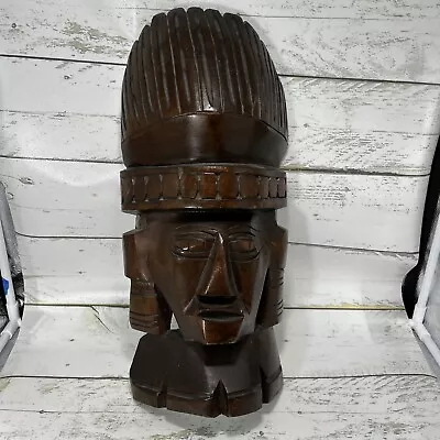 Wall Mask Hand Carved Wood Aztec Mayan Mexican Folk Art • $29.99