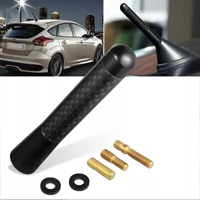 $8.99 • Buy 3inches Car Antenna Carbon Fiber Radio FM Antena Black Kit Universal W/ 4 Screw