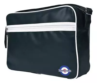 Lambretta Classic Blk/Wht Retro Messenger Shoulder Laptop Tablet Body Strap Bag • £22.99