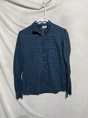 J Crew The Boy Shirt Plaid Green Button Front Long Sleeve Womens 6 Boyfriend • $15.99