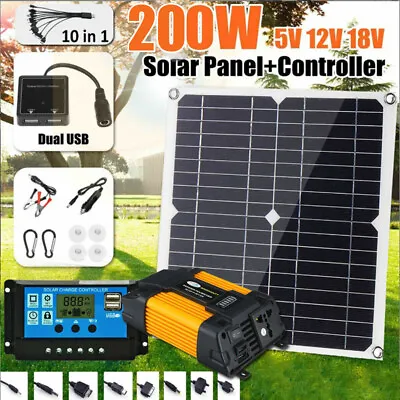 6000W Car Power Inverter 200W Solar Panel Kit For RV Marine Boat Off Grid System • $49.98