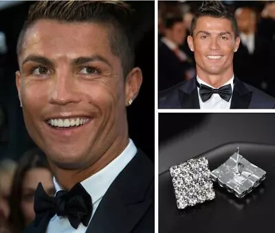 £12.45 • Buy Men’s/Boy’s: RONALDO 13mm, LARGE BLING 18ct White Gold Diamond Crystal Earrings