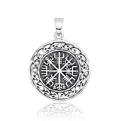 925 Sterling Silver Vegvisir Asatru Compass Celtic Infinity Knots Charm Pendant • $35.95