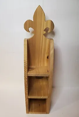 Small Handmade Shaker Style Canted Wall Shelf - Reclaimed Wood - Fleur-De-Lis  • $29.99