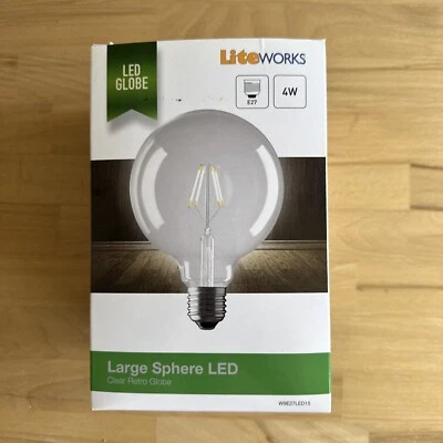 $18.36 • Buy Lite Works 4watt E27 Large  Sphere Clear Retro Globe Led X 1
