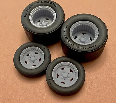 Resin 17/15 Scale Inch Convo Pro Drag Wheels With Cheater Slicks 1/24 1/25 • $17.99