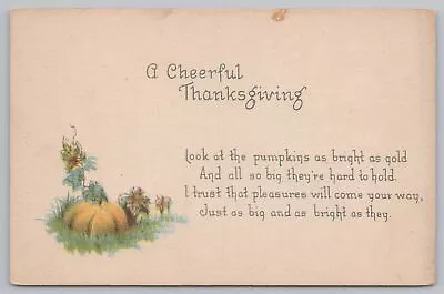 Holiday~Pumpkin & Thanksgiving Greeting Poem~Vintage Postcard • $2.80