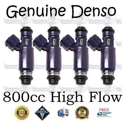 800cc High Flow Genuine Denso 4x 76lb Top Feed High Impedance Fuel Injectors • $265.19