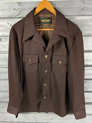 Vintage 70s Haggar Brown Leisure Suit Sport Coat Blazer Jacket Mens 44 • $39.99